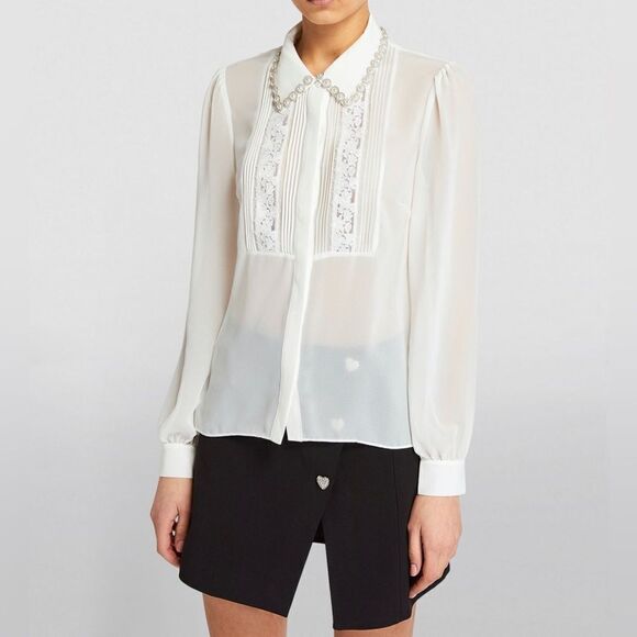 Self-Portrait Chiffon Rhinestone Detail Top size 10 - Picture 2 of 14